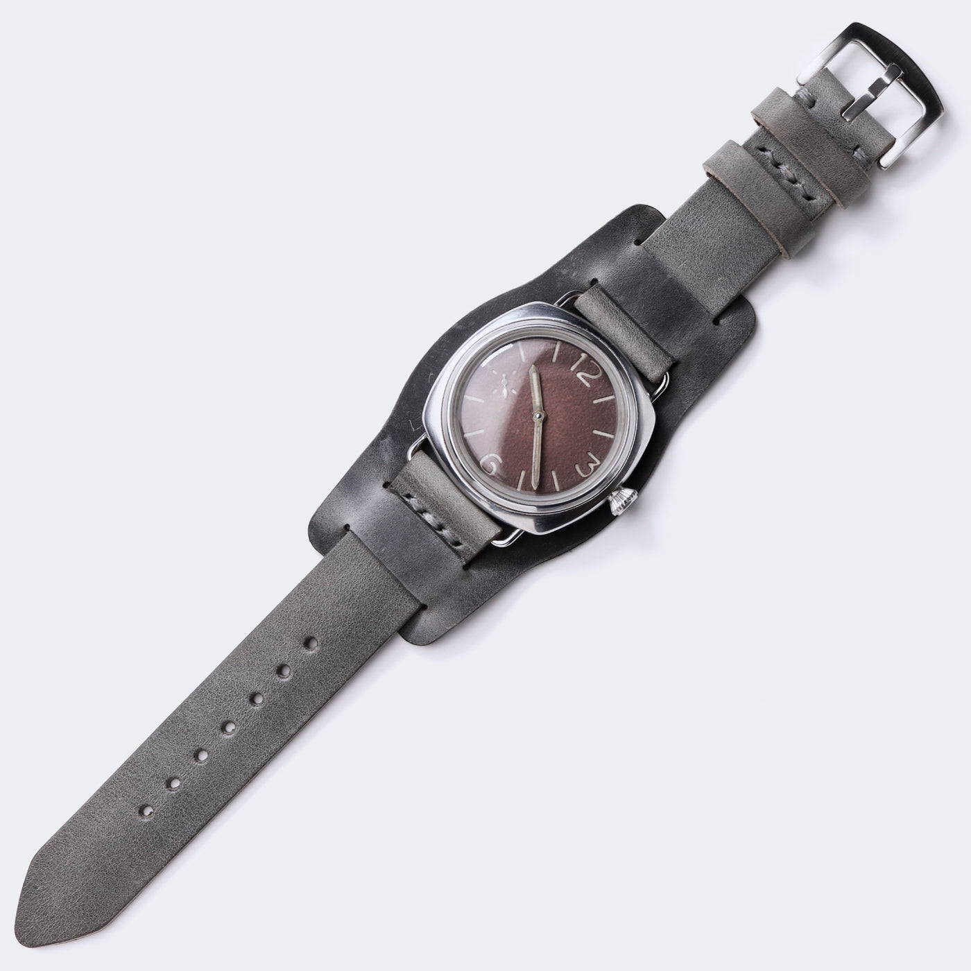 Leather Bund Watch Strap - Antique Gray