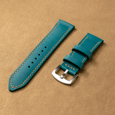 Custom Made VegTan Leather Watch Strap - Teal