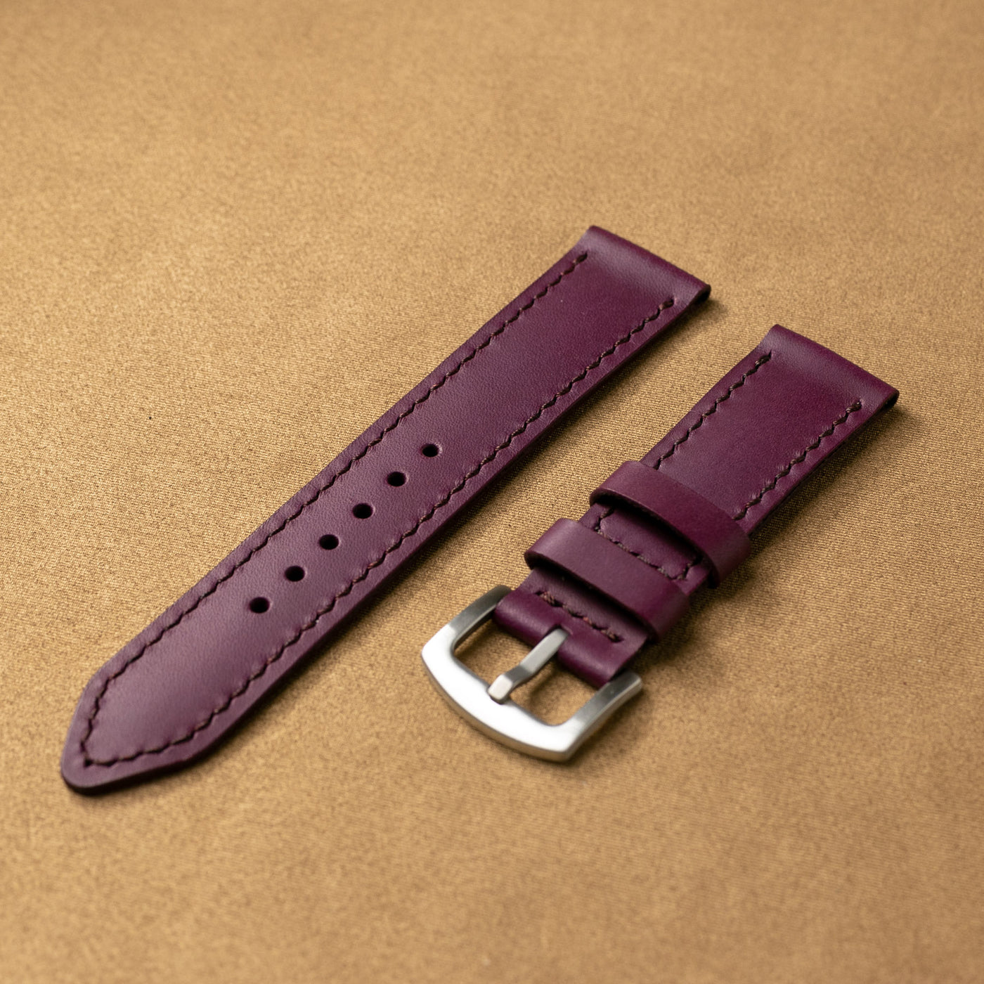 Custom Made VegTan Leather Watch Strap - Purple