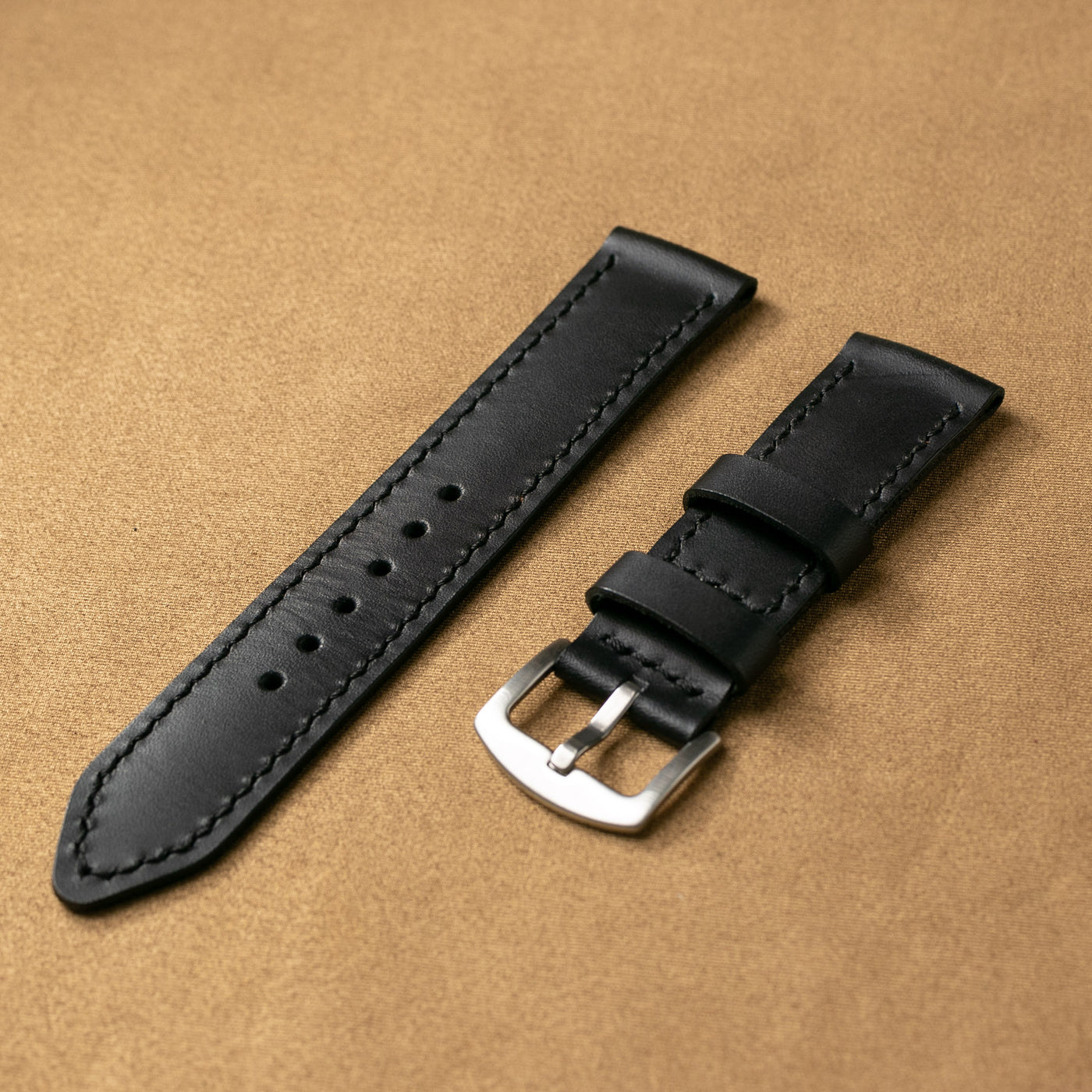 Custom Made VegTan Leather Watch Strap - Black