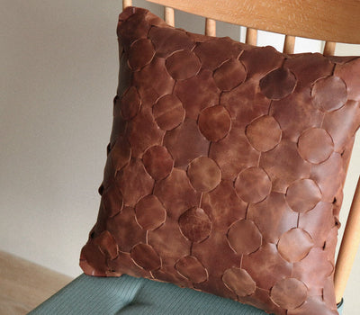 Knitted Leather Throw Pillow